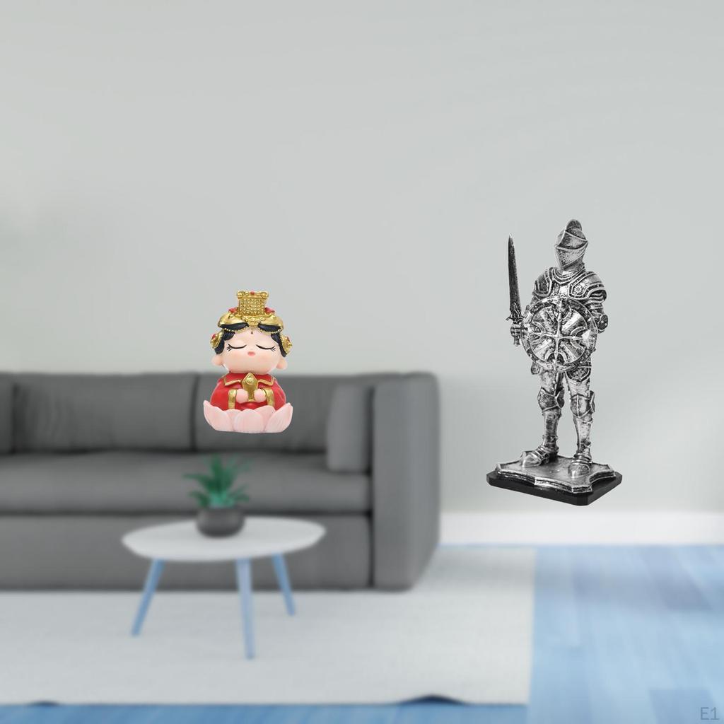 Resin Mother Knight Figurine Sculpture Collectible Vintage Creative Tabletop Ornament for Fireplace