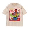 2026 Vintage Washed Black Devil Cooking Devouring Your Soul Retro Comic Graphic T Shirt Gothic Cartoon Oversized Streetwear Shor