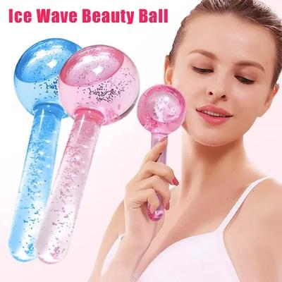 2ks Facial Ice Globe Válečky pro péči o pleť Cool Globes Masáž obličeje Snížení vrásek na obličeji a krku Otoky Kosmetické nástroje