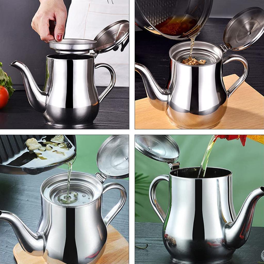 Stainless Steel Lubricator with Filter Screen Oil Strainer Pot Olive Oil Dispenser With Dust Proof