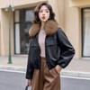 Fleece Thickened Removable Women's Fur Collar Short New Leather Jacket Autumn and Winter Loose and Thin Jacket