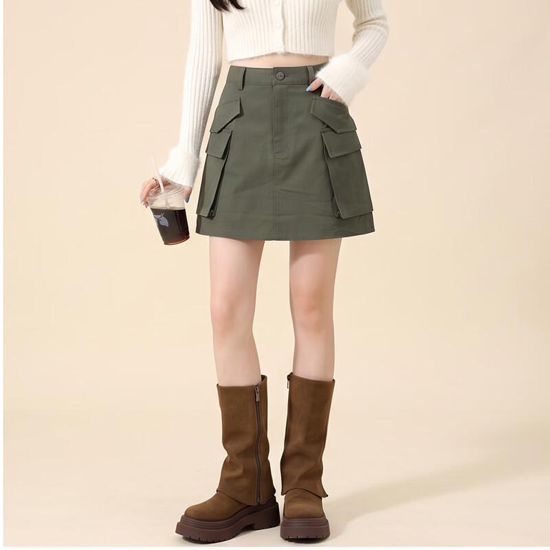 KOMPASU Women s A-Line Cotton Mini Skirt M