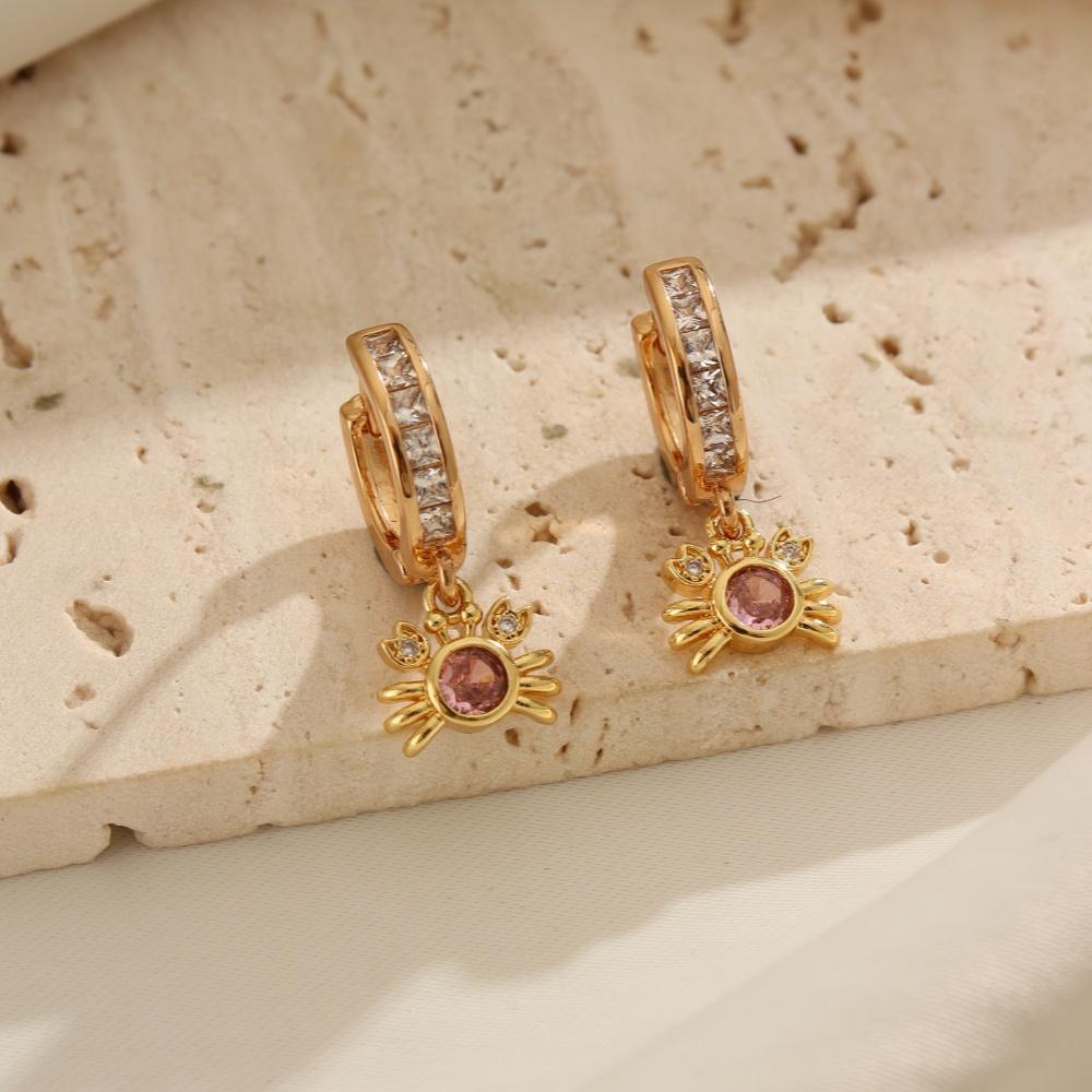 

1 Pair Cute Little Crab Zirconia Dangle Earrings for Women Golden Earring Jewelry Wedding Party Accessories золотой