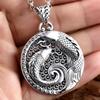999 sterling silver Pisces water pendant men's and women's necklace new 2023 trendy personalized retro safety buckle