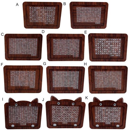 Wooden Money Box with Counter Savings Target And Numbers Money Saver Coin Bank Reusable Cash Vault Savings Box for Kids And Adults Savings Challenge