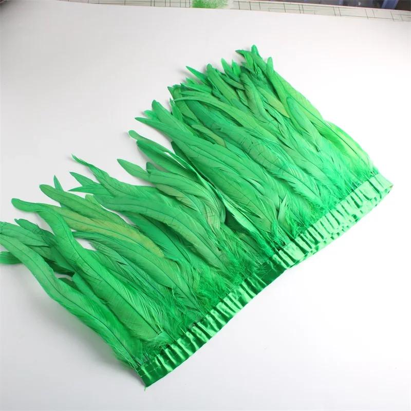 10Yard/lot Rooster Tail Feathers Trims for Needlework DIY Handicrafts 25-30cm Feather Fringes for Clothes Carnival Accessories