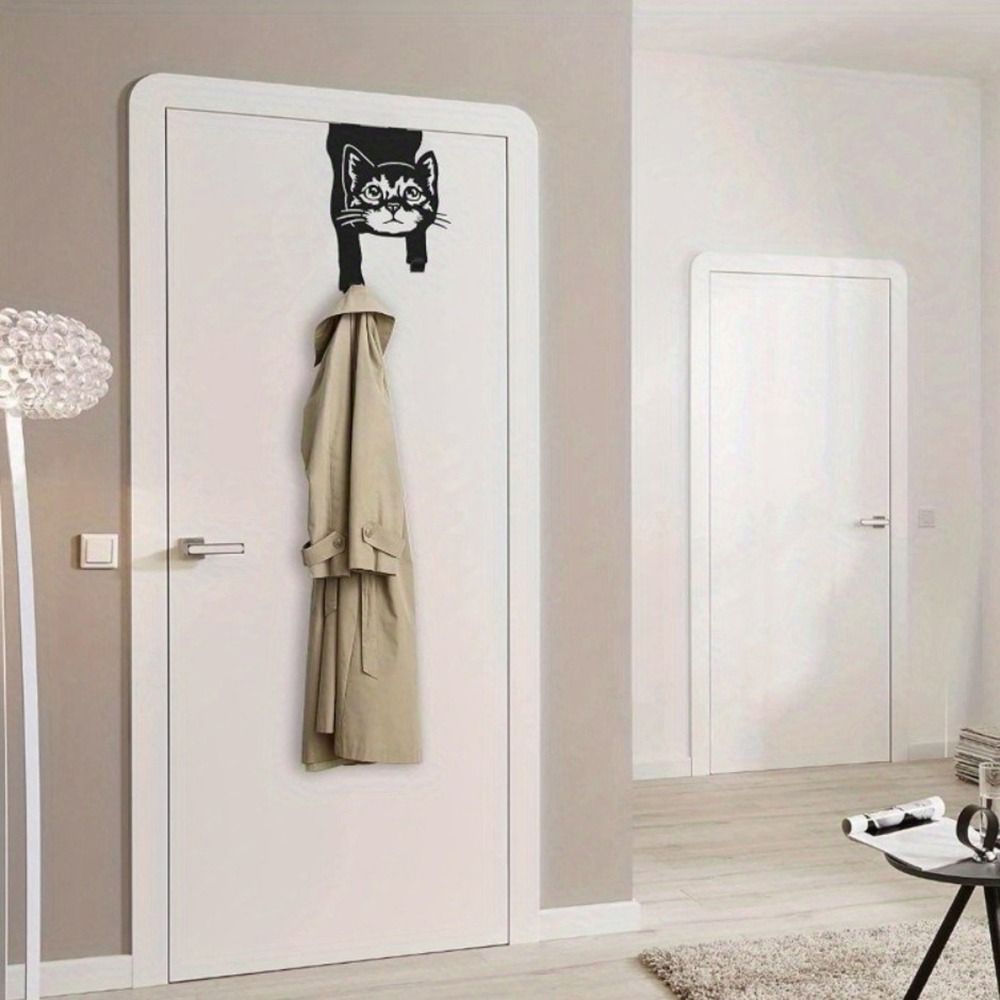Black Coating Cats Shaped Over Door Hook Rustproof Over the Door Hangers Wall Hanger Cat Lovers