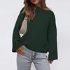 Womens Loose Round Neck Color Bell Sleeve Long Sleeve Knitted Sweater Top