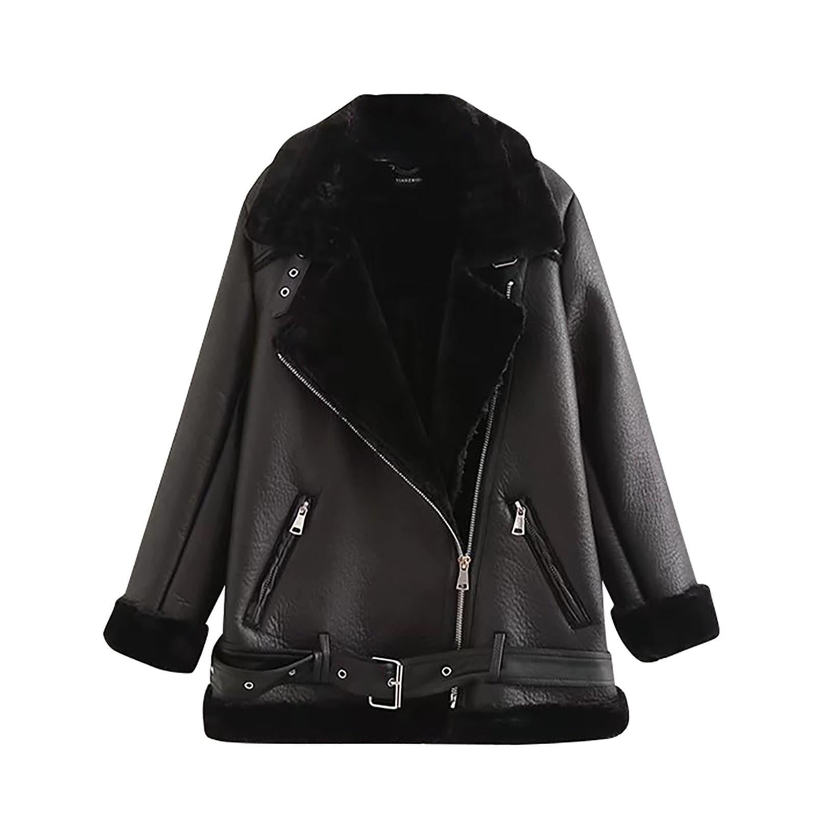 

Женская кожаная куртка с пуховой подкладкой, длинная стеганая куртка со съемным меховым воротником XL