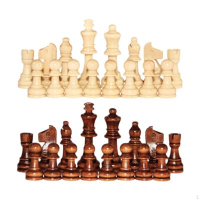 32Pcs Wooden Chess Pieces Game Pawns Beginners Brain Teaser Board Games Figures Wood