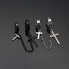 Earring with Chain Hook, Male Style, Titanium and Steel Cross-shaped, Trendy Stud Earrings, Retro Stainless Steel, Hip-hop Style Pendant Earrings