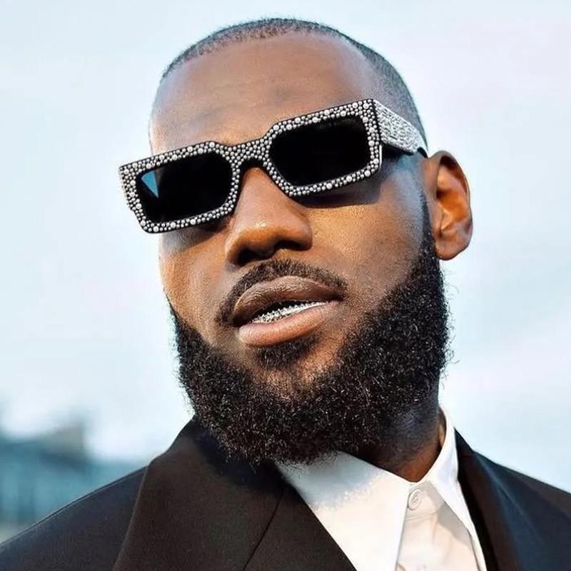Fable Men's Luxury Square Sunglasses Wo Fashion Diamond Glitter Uv400 Shades Designer Brand Eyewear