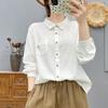 2026 Spring Women's Solid Color Slim Fit Long-Sleeve Single-Breasted Brushed Pocket Shirt