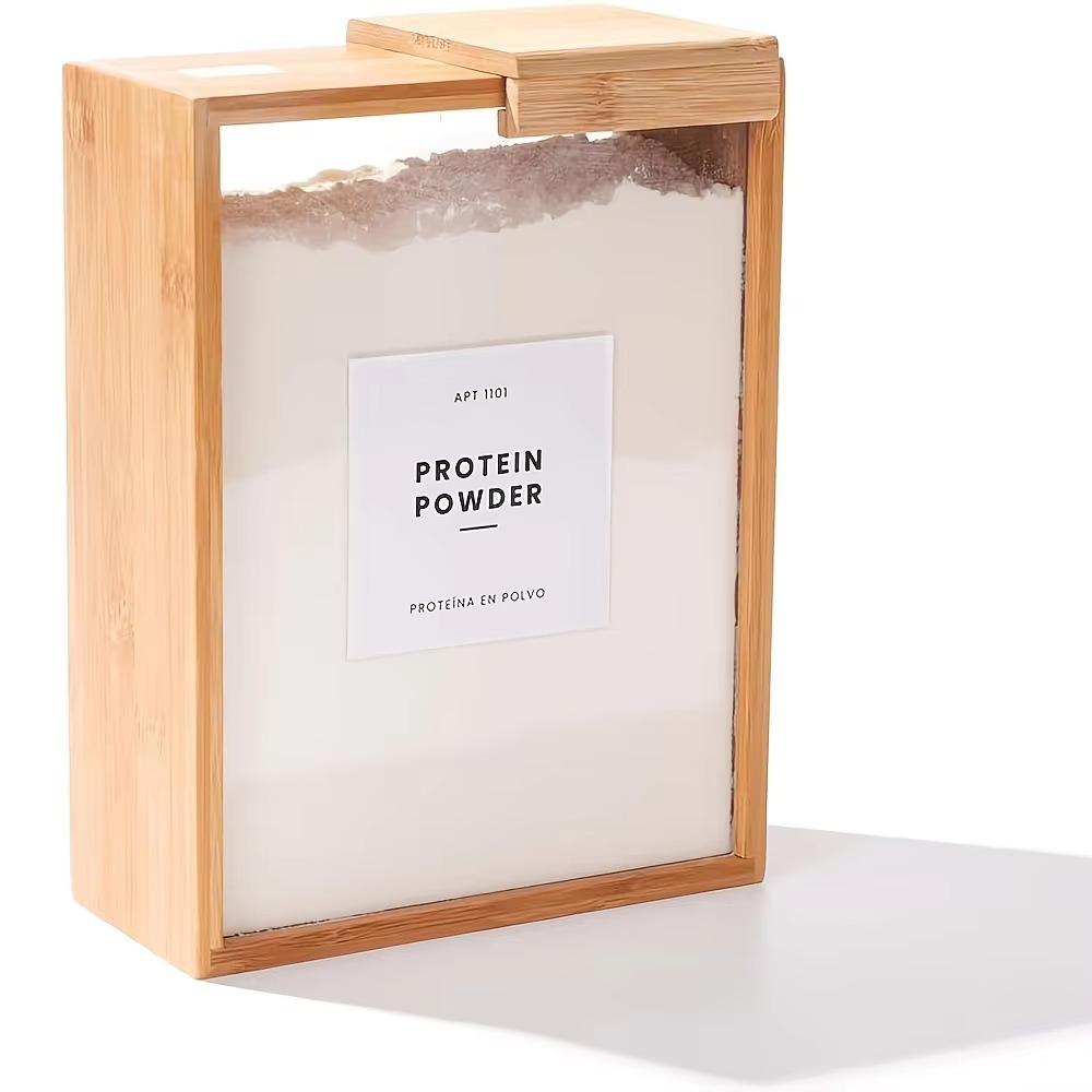 

1/2 шт. Деревянный бамбуковый диспенсер для продуктов 3 л Кухонный органайзер для пасты, хлопьев | Герметичный контейнер для хранения в кладовой с прозрачной акриловой крышкой