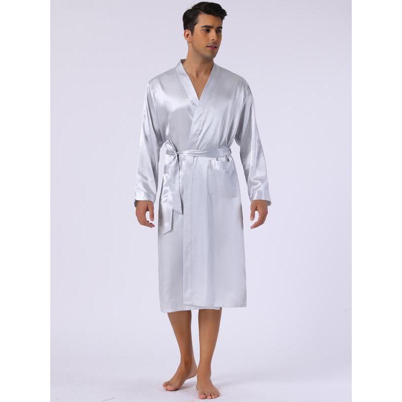 Men's Long Sleeve Satin Robe Homewear T1016