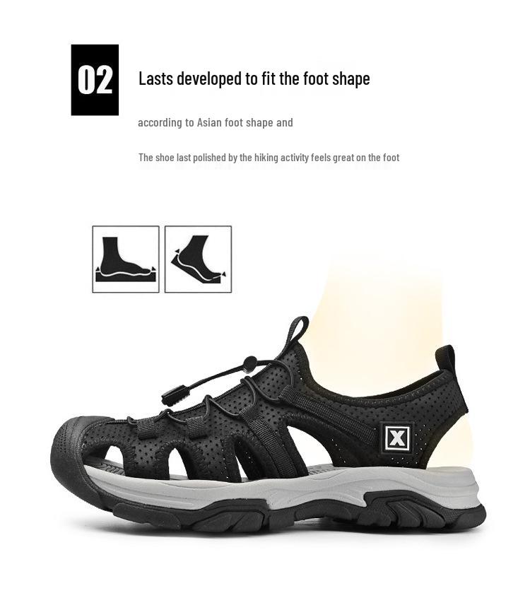 2025 Breathable Men's Closed-Toe Sandals - Non-Slip Casual Outdoor Beach Shoes, Trendy Summer Style, Plus Size Available