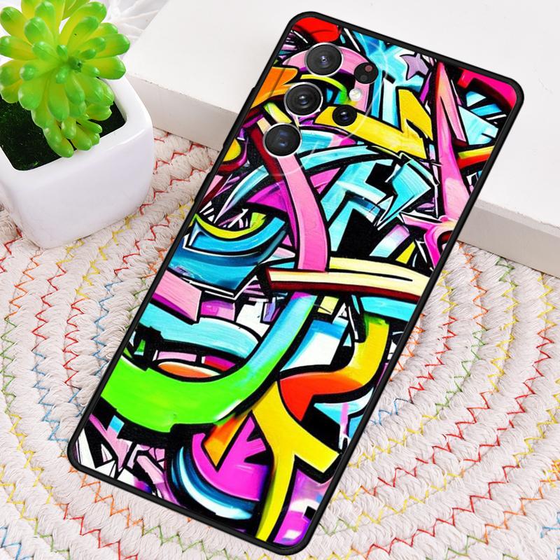Ins Colorful Graffiti Rainbow Silicone Phone Case For Samsung Galaxy note 10 pro S26 S25 S24 S23 S22 S21 Plus Ultra Capa Cover
