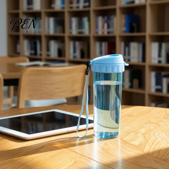 Hot Cold Drink Beverage Container Transparent Water Cup, Portable Plastic Bottle, with Strap Bottle Handle, Clear Heat-resistant Drinkware, for School