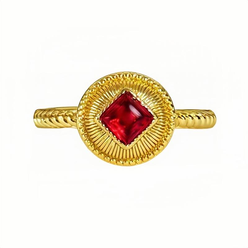Court Style Fashion Medieval Vintage Red Open Ring Female Niche Temperament Exquisite Advanced Sense Index Finger Ring