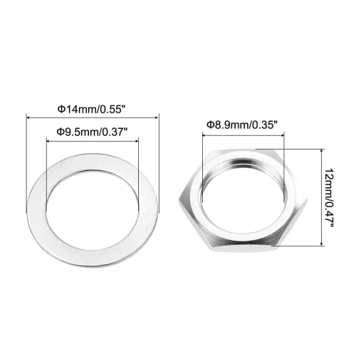 uxcell 4-Pack Guitar Nuts and Washers, 3/8" Guitar Input/Output Jack Socket Nuts for Guitar and Bass, Black and Silver