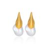 18K Gold-Plated Titanium Ethnic Patchwork Water Drop Earrings with Baroque Pearls