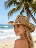 Boho Shell Hollow Out Straw Sun Hat Western Cowgirl Beach Hat For Vacation Photo Shoot