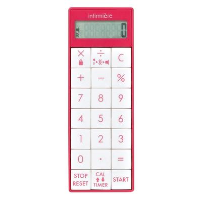 Anfamie Long-Lasting Vibration Timer with Calculator, Nurse, Medical, Magnetic, with Strap, Pink