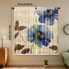2pcs Elegant Floral Curtains - Light Filtering Semi-Sheer Window Drapes with Navy Blue Floral Pattern   Machine Washable Polyeste