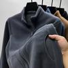 Felpa Uomo Autunno Inverno Taglia Grande con Zip e Collo Alto Manica Lunga Spessa in Pile Colore Unito Larga Casual Giacca