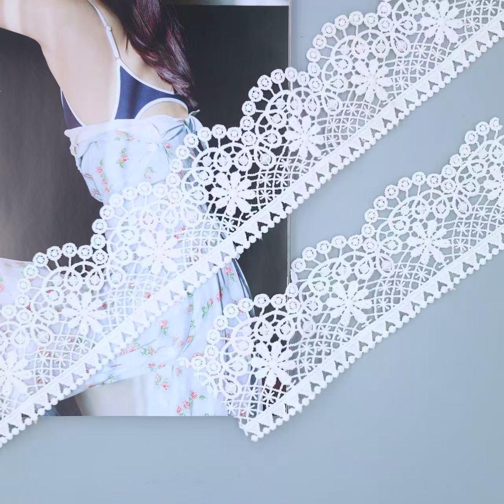 6.5Cm Unilateral Wave Hollow Embroidery Milk Silk Water Soluble Embroidery Lace Curtain Skirt Accessories