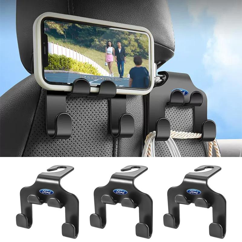 Crochet double pour siège arrière de voiture Rangement suspendu Support pour téléphone portable Pour Ford mk2 mk3 Ranger Mondeo mk4 S-MAX Kuga Mustang Fusion