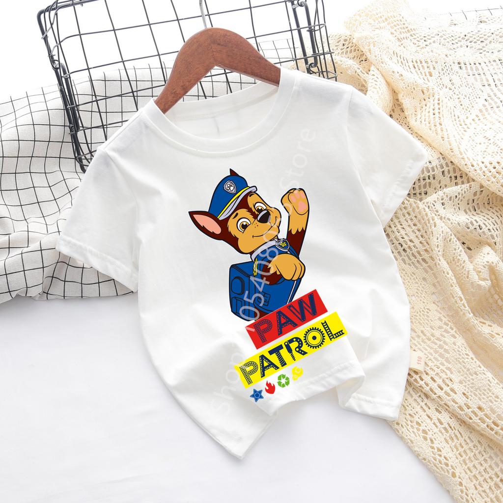 Kids Paw Patrol Cartoon Graphic Baby T Shirt Cotton Casual Short Sleeve Tee Boys and Girls 2026 Summer Toddler Clothing Tops