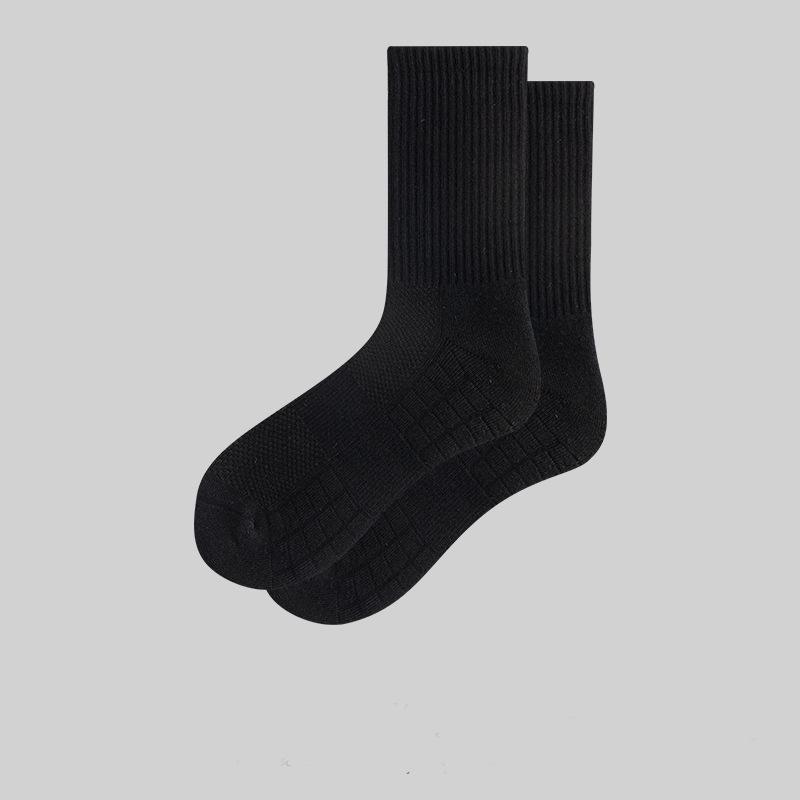 Men's Mid-Calf Terry Cotton Sports Socks - Spring/Summer Running & Basketball, Shock-Absorbing, Thickened, Long-Length