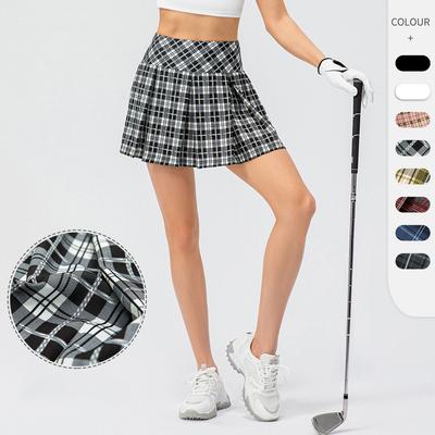 High Waisted Women'S Yoga Fitness Tennis With Lining Anti Glare Running Quick Drying Short Skirt Pants