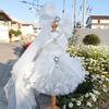 Pure White Wedding Dresses For Small Medium Dogs Puppy Outdoor Coats Fashion Handmade Lace Crystal Bow Dress Pet Dog Clothes