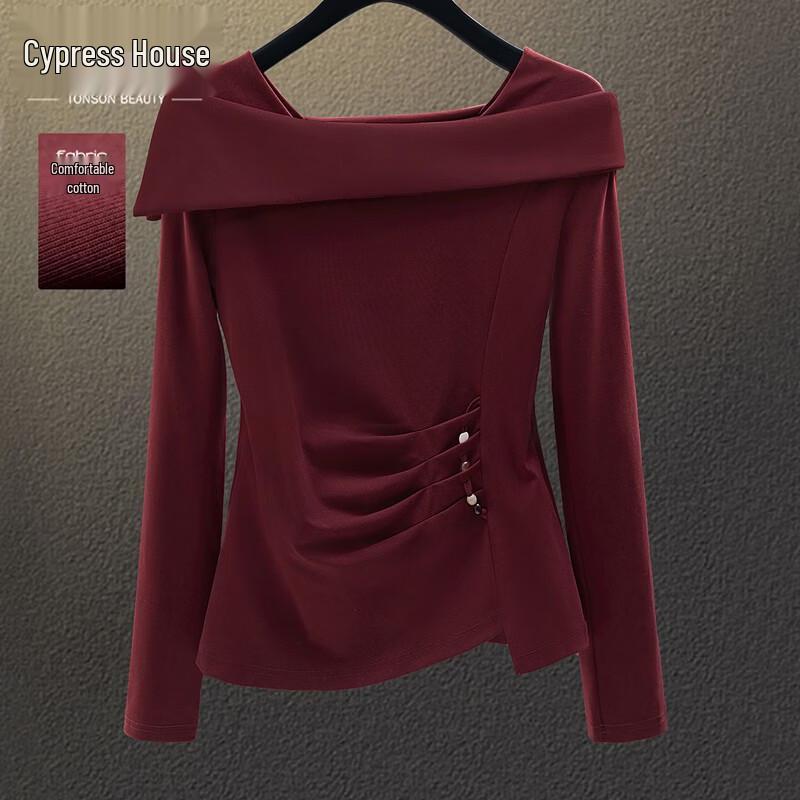 Sibaishe Women s Solid Ruched Long Sleeve Slim-Fit Top M