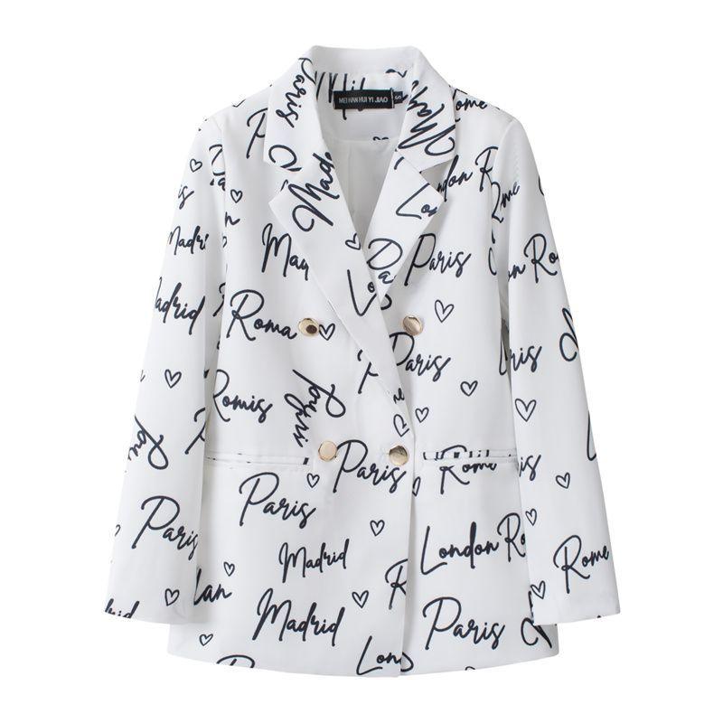 Blazer a Pied de Poule Blu e Bianco Stile Britannico da Donna con Bavero Elegante Cappotto Completo Nuova Collezione Outerwear per Performance
