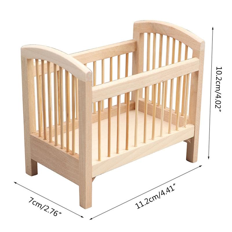Dollhouse Miniature Furniture Baby Cradle Micro Bassinet Toy Girls Pretend Role for Play House Supply for Doll House Acc