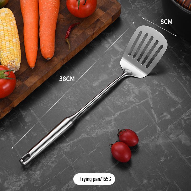 Stainless Steel Kitchenware Set: Stand-up Spatula, Thickened Soup Ladle, Hollow Handle, Integrated Design