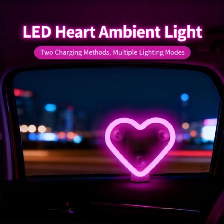 2Pcs Long Lasting Versatile Solar LED Heart Lights Suitable for Car Waterproof 5 Modes Decorative Night Light Atmosphere