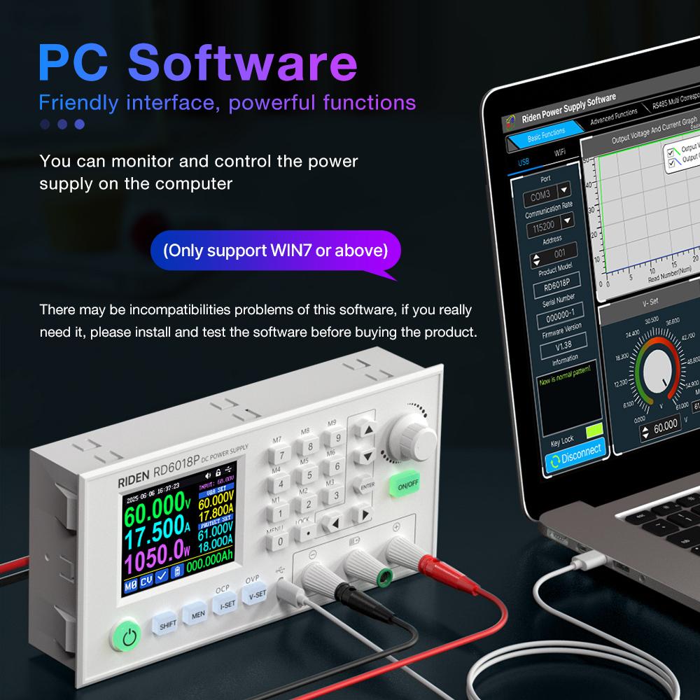 RD RD6018P  AC to DC Digital Adjustable Lab Bench Power Supply for Repair Completed Set 60V 18A 1080W or RD-1200-68 1200W PSU
