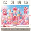 2D Pastel Candy Castle Backdrop, Princess Birthday Lollipop Background