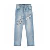 M09 Amiri Men's and Women's American Style Trendy Jeans with Fabric Patches, Holes, Embroidery, Casual and Fashionable High Street Pants