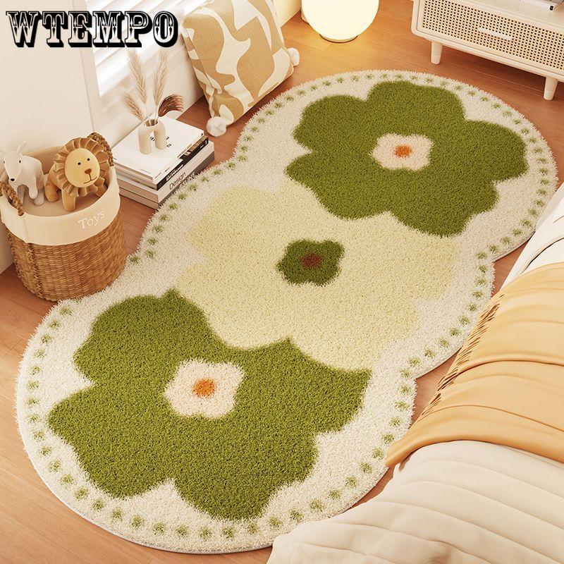 Bedside Carpet Flower Pattern Large Area Carpets Non-slip Floor Mat for Bedroom Home Decoration