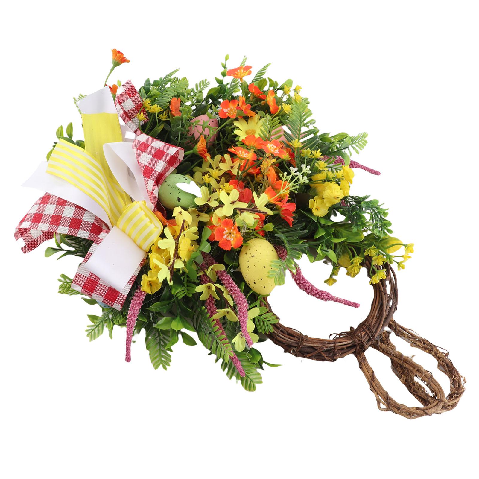 Пасхальный венок Изысканный декоративный кролик Венок из разноцветных яиц Весенний подвесной венок для входной двери Декор для дома в помещении