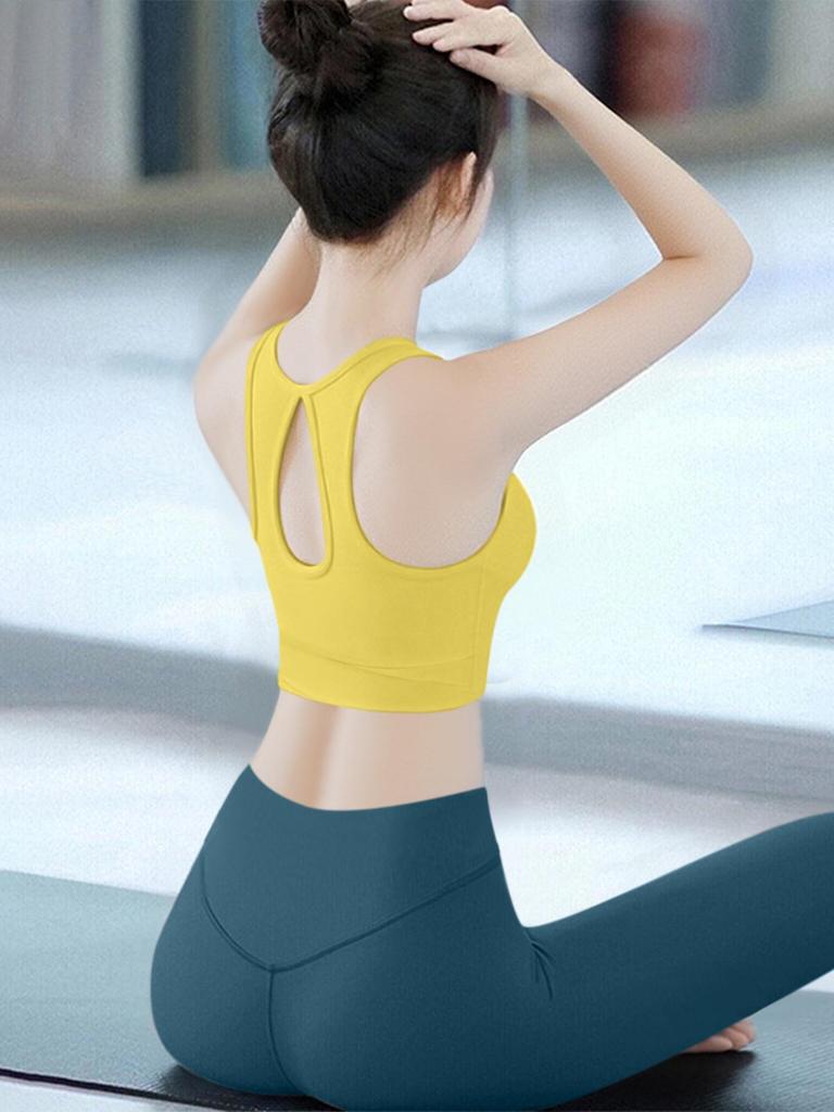 Backless Sports Bra for Women - 2026 Shockproof Pilates Fitness Bra with Fixed Chest Pad