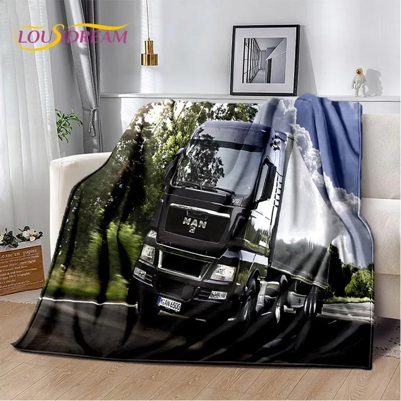 Coperta morbida in flanella 3D con motivo Camion per Letti Camera da letto Divano Picnic, Coperta da lancio per Coprire Tempo libero all'aperto Riposo Regalo