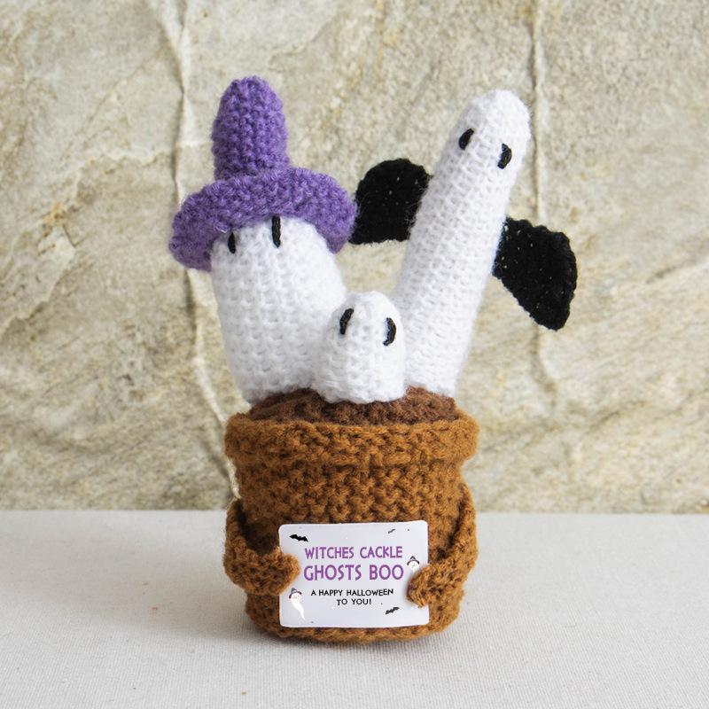 Halloween Positive Energy Knit Ghost Doll Ornament