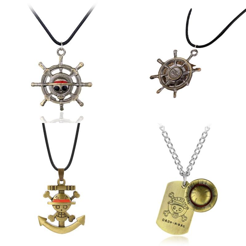 Japanese Anime One Piece Pirate King Gol D. Roger Pendant Necklace Cartoon Style