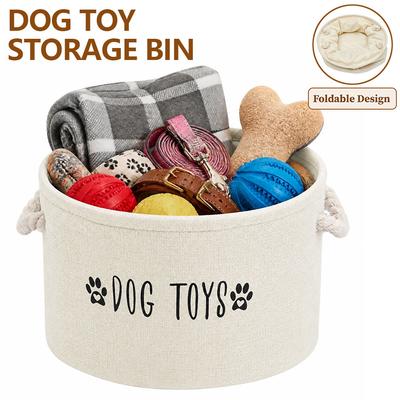 Bac de rangement pour jouets de chien Polyester Grande capacité Panier organisateur de jouets pour animaux de compagnie avec poignée Pliable Organisateur pour jouets de chat Vêtements Accessoires